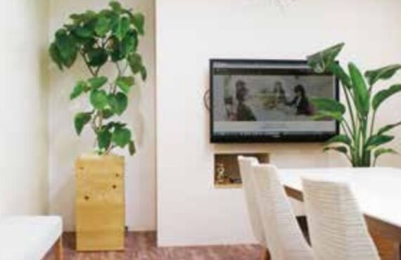 木目を生かした美しい表情のプランター◎広島の観葉植物レンタルはグリーンポケット広島